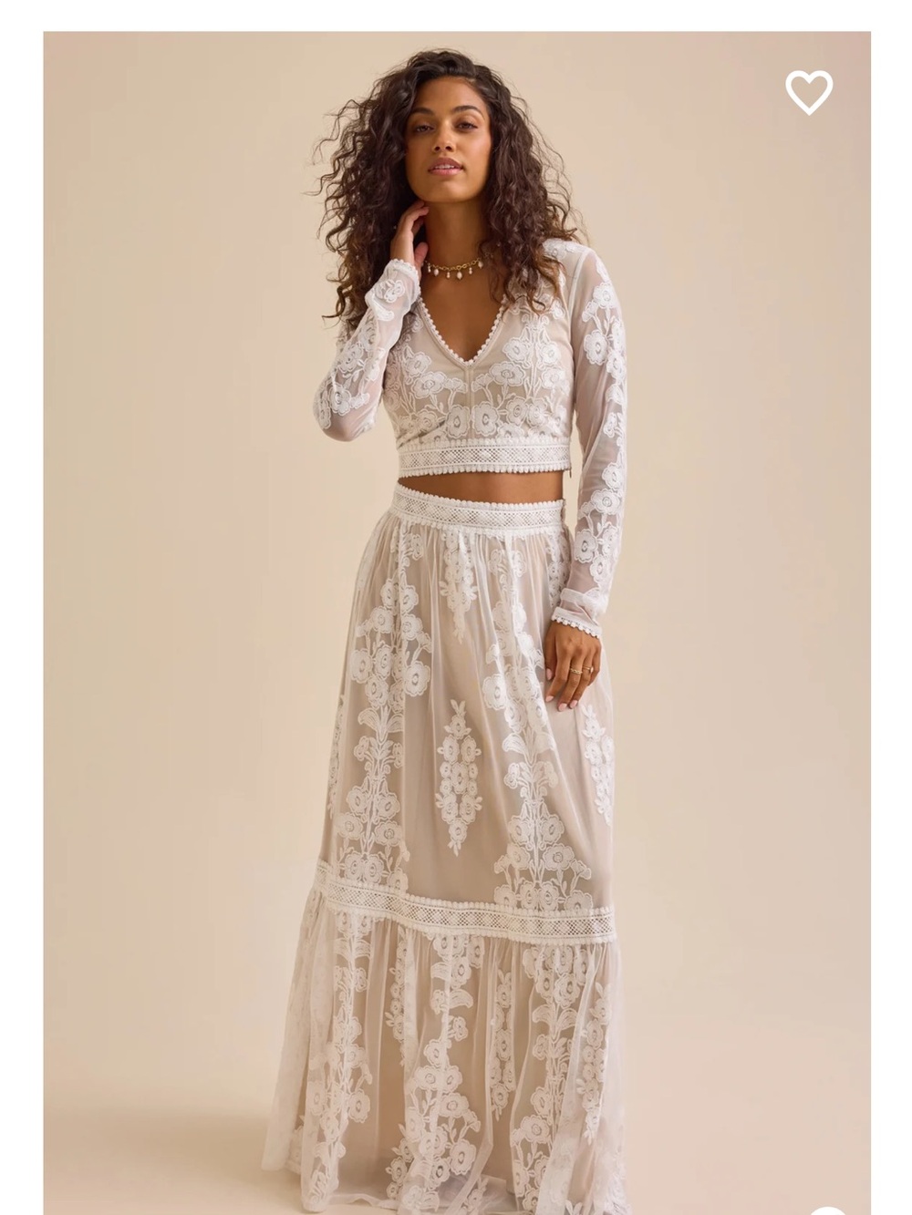 Altar'd State White Embroidered Lace Maxi Two-Piece Dress